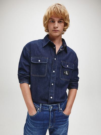 Calvin Klein Ruhák HU514873 | Calvin Klein Oversized Férfi Farmer Ing Kék